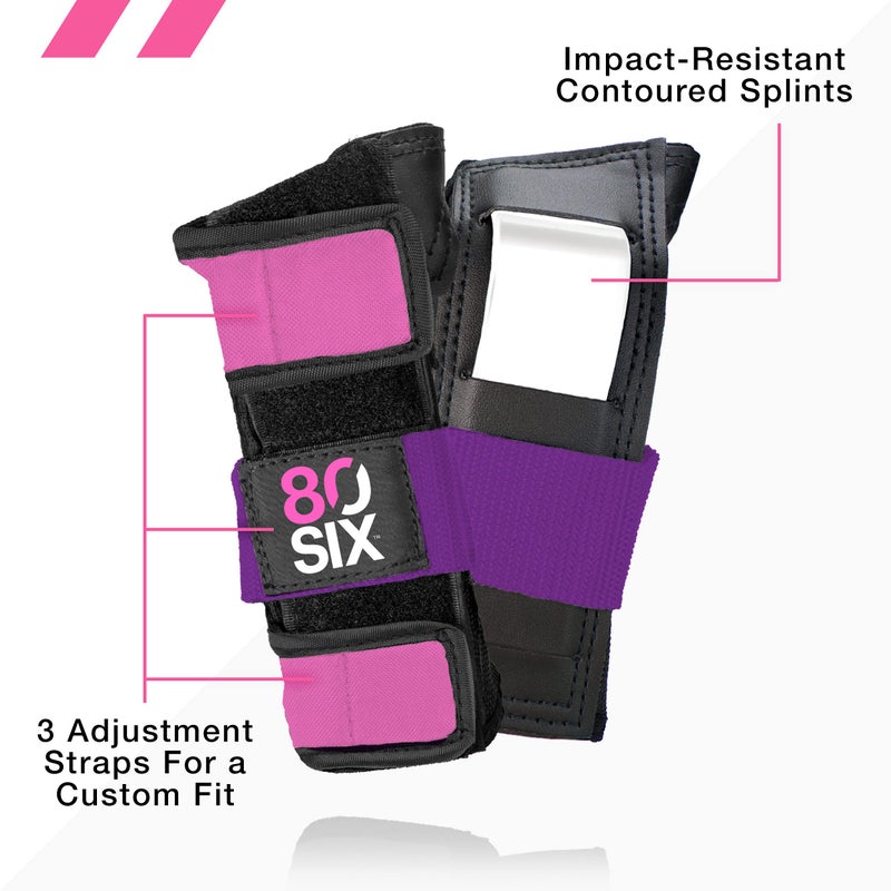 80Six Kids Multi-Sport Pad Set with Wristguards  Elbow Pads  and Knee Pads  Pink Purple  Medium/Large - Ages 14+ - Image 4
